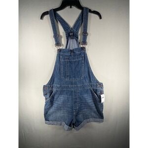 Gap Denim Women Large Blue Shortalls Bib Overalls Medium Wash NWT 441885-00-1